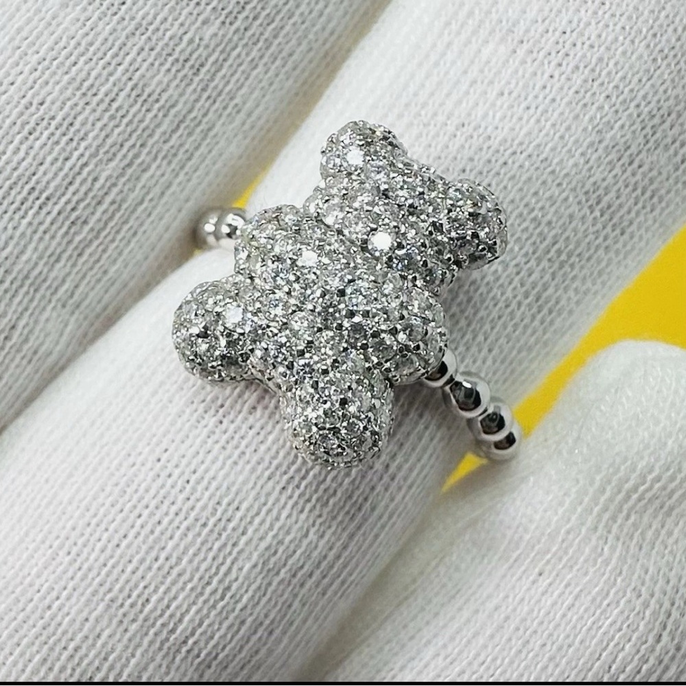 1.5 Ct Moissanite Teddy Bear Ring 925 Silver $450 MSRP